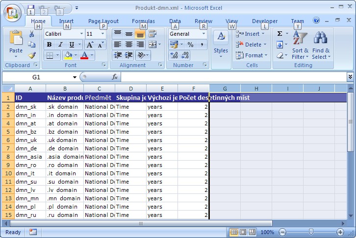 data pro import do CRM v Excelu